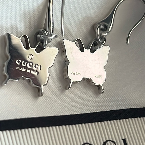 NWT Gucci Silver 925 Butterfly Drop Earrings - Picture 5 of 6